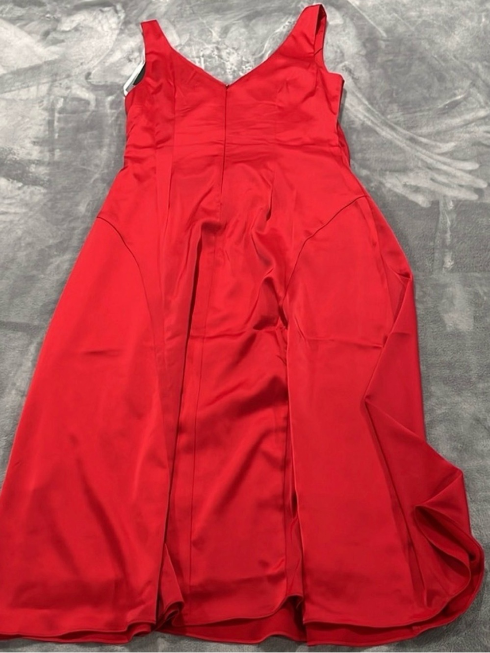 Maggy London Ruched Satin Midi Dress Women’s Size 10 Red Sleeveless NWT v neck - Picture 3 of 10
